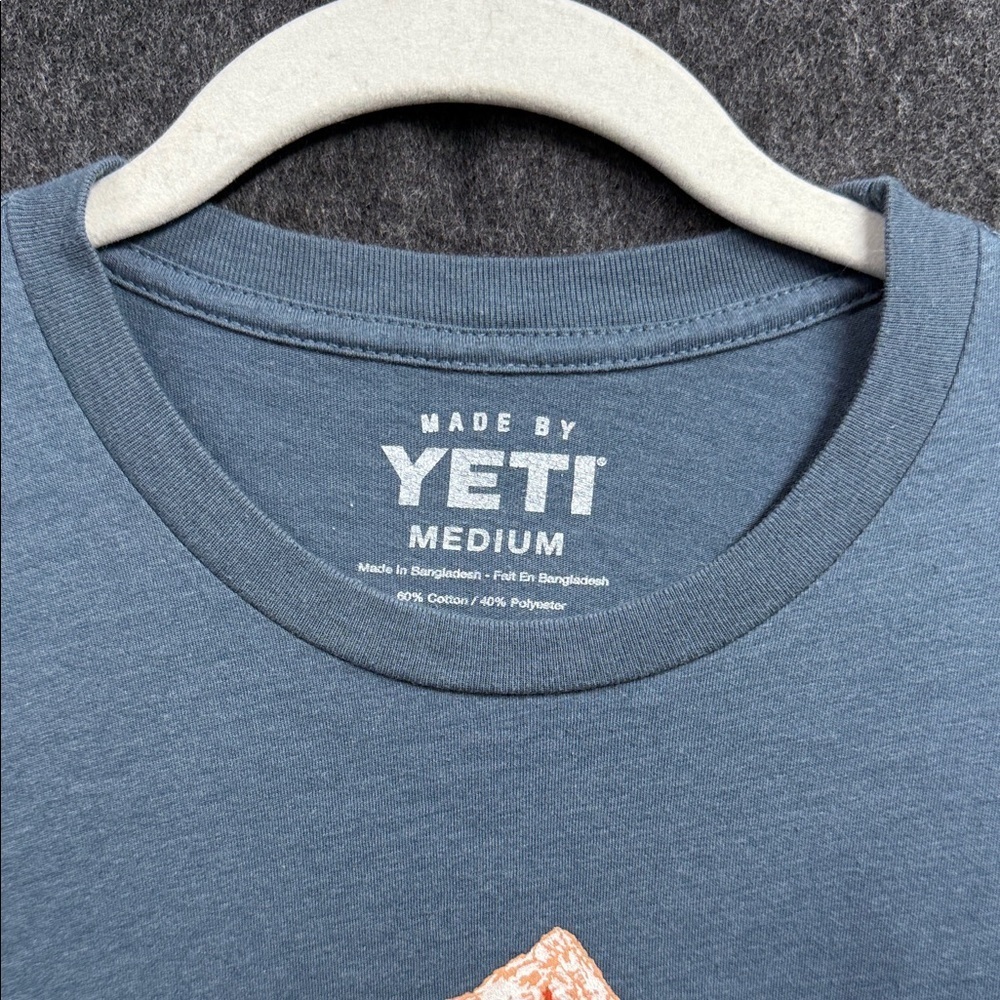 YETI Men's Heather Blue Tee with Orange Graphic - Picture 2 of 6